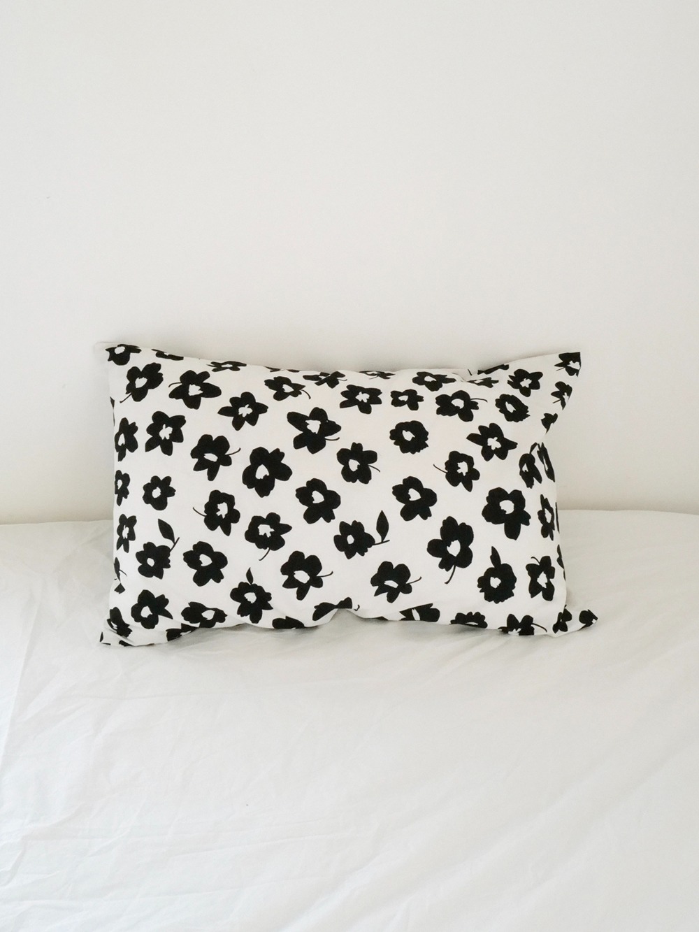 Black flower pillow cover